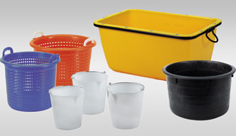 plastic buckets baskets and tubs