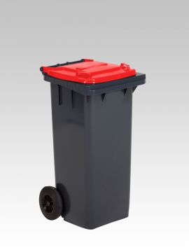 Wheelie bin 120L, 480x550x940 mm, anthracite/red