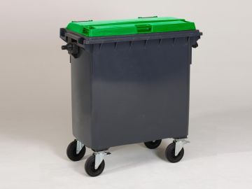 Wheelie bin 770L, 1371x779x1316 mm, grey/green